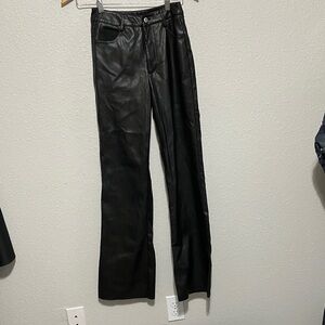 Tiger Mist Black Faux Leather Pants / Slacks with Silver Accents